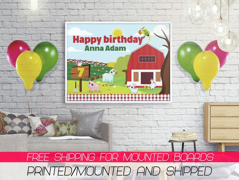 Large Custom Farm Birthday Banner Farm Birthday Party Farm Etsy