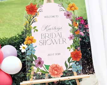 Floral Bridal Shower Welcome Sign, Wildflowers Bridal Shower Sign, Bridal Shower Entrance Sign, Wildflower Sign For Bridal Shower Decoration