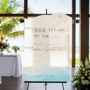 Printed Beach Bridal Shower Sign, Customized Beach Theme Bridal Shower Welcome Signs, Sign For Bridal Beach Party,  Beach Bridal Decor