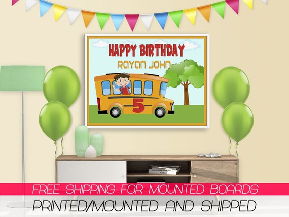 Large School Bus Birthday Banner Back To School School Bus Etsy