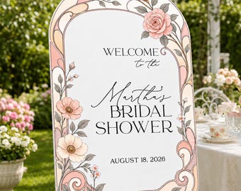 Pink Roses Bridal Shower  Sign, Floral Bridal Shower Welcome Sign, Bridal Entrance Sign, Printed Signs in Mirror Or Acrylic
