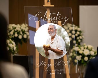 Celebration Of Life Sign, Funeral Welcome Sign, Photo Memorial Sign, Custom Acrylic In Loving Memory Sign