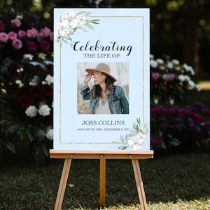 Printed Funeral Sign, Photo Celebration of Life Welcome Sign, In Loving Memory Sign, Funeral Memorial Sign with Picture SpeedyOrders PVC