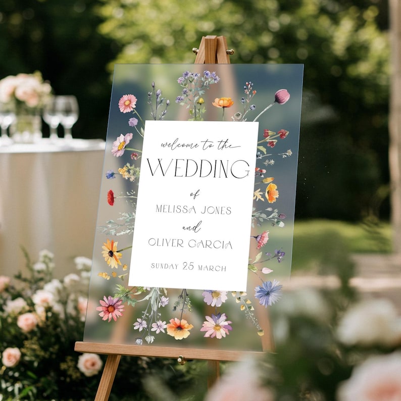 Wildflowers Wedding Sign, Floral Wedding Welcome Sign, Wildflower Welcome To Wedding Sign, Wild Flowers Wedding Decorations SpeedyOrders Frosted Acrylic