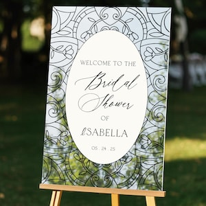 Mirror Bridal Shower Sign, Stained Glass Gold Bridal Shower Welcome Sign, Bridal Shower Entrance Signs, Bridal Decorations