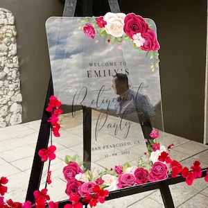 Retirement Party Welcome Sign, Custom Blushing Roses Retirement Sign, Personalized Retirement Sign, Retirement Party Decor