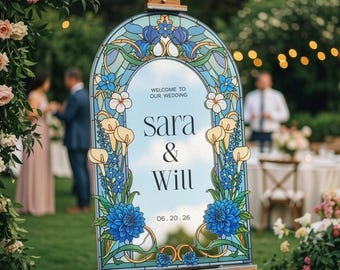 Wedding Welcome Sign, Floral Mirror Wedding Sign, Lily Welcome To Our Wedding Signs, Floral Wedding Decorations