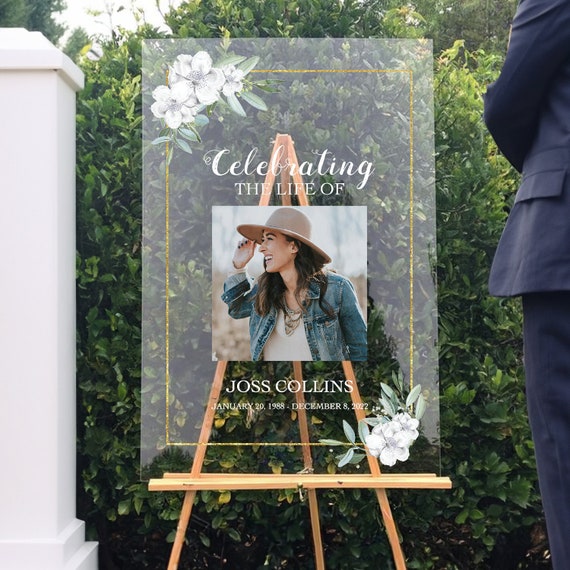 Printed Funeral Sign,  Photo Celebration of Life Welcome Sign, In Loving Memory Sign, Funeral Memorial Sign with Picture SpeedyOrders