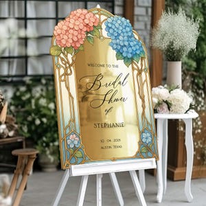 Custom Bridal Shower Welcome Sign, Gold Mirror Bridal Shower Sign, Frosted Acrylic or Mirror Floral Bridal Shower Decorations