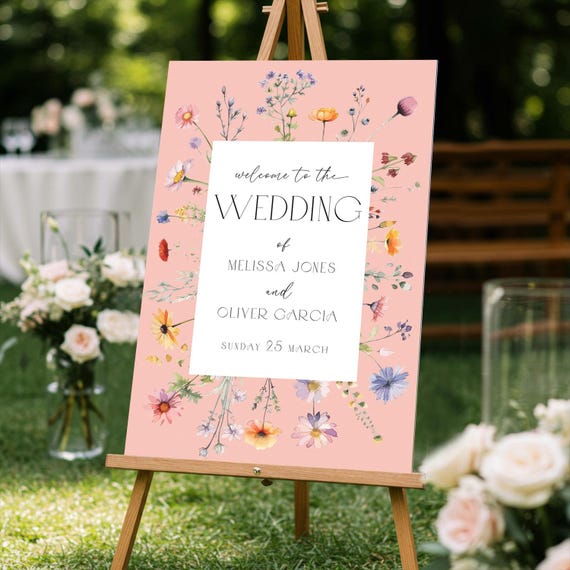 Wildflowers Wedding Sign, Floral Wedding Welcome Sign, Wildflower Welcome To Wedding Sign, Wild Flowers Wedding Decorations SpeedyOrders