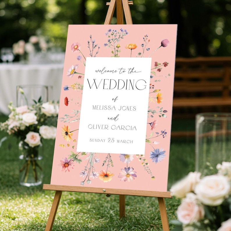 Wildflowers Wedding Sign, Floral Wedding Welcome Sign, Wildflower Welcome To Wedding Sign, Wild Flowers Wedding Decorations SpeedyOrders PVC Board
