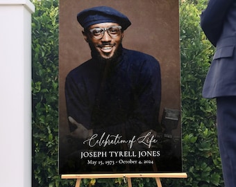 Celebration Of Life Sign, Celebration Of Life Welcome Sign with Photo, Funeral Sign, In Loving Memory Sign