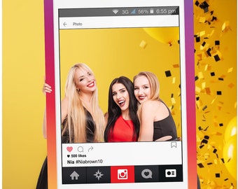 Instagram Photo Booth Frame, Instagram Frame Prop, Personalized Instagram Selfie Frame For Social Media Themed Party