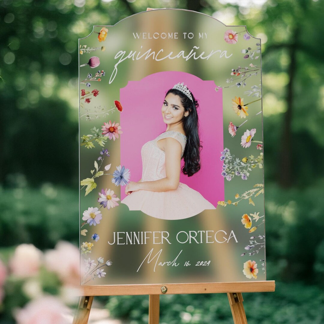 Quince Tree Sign Quinceanera Sign With Photo, Wildflowers Quinceanera Birthday Sign ...