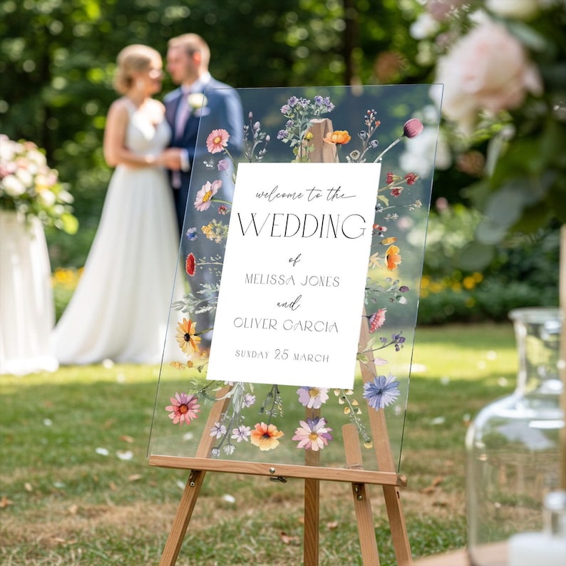 Wildflowers Wedding Sign, Floral Wedding Welcome Sign, Wildflower Welcome To Wedding Sign, Wild Flowers Wedding Decorations SpeedyOrders Acrylic