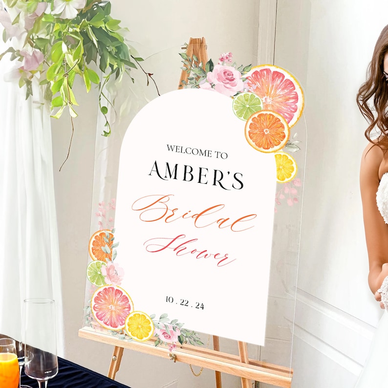 Printed Citrus Bridal Shower Sign, Custom Main Squeeze Bridal Shower ...