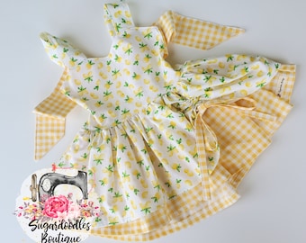 Lemon Dress- Peek a Boo Skirt Boutique Dress- Girls Dress- Toddler Summer Dresses- Birthday Dress-Lemonade Stand Dress-First Birthday Dress