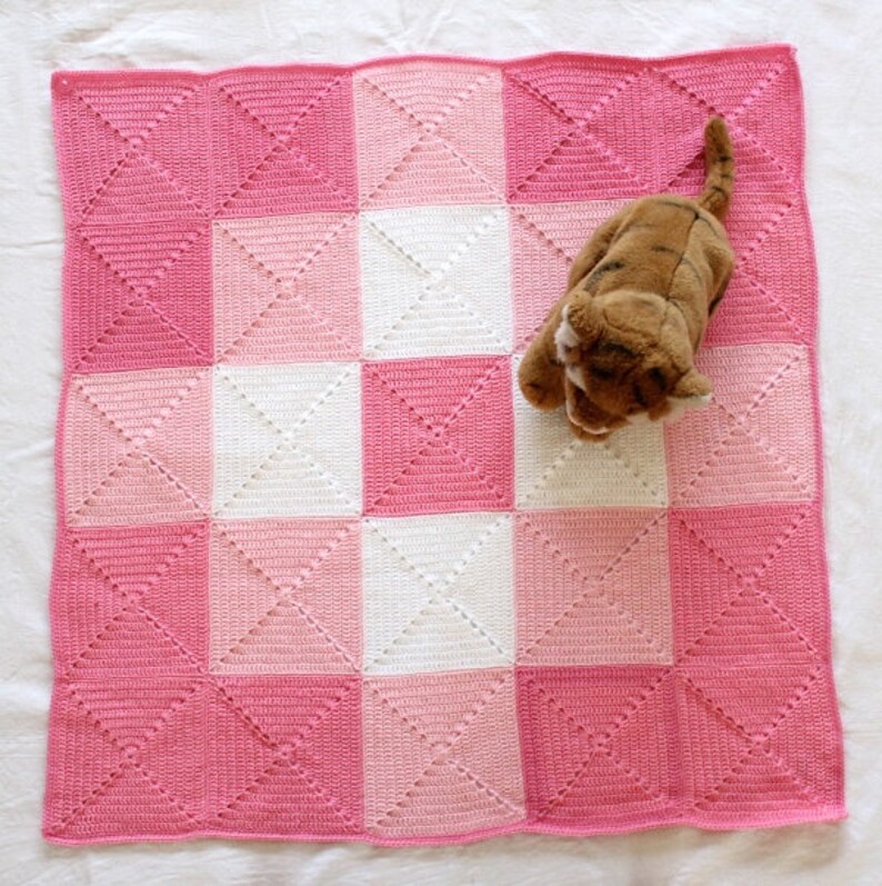 Crochet Pink Checkerboard Baby Blanket Etsy