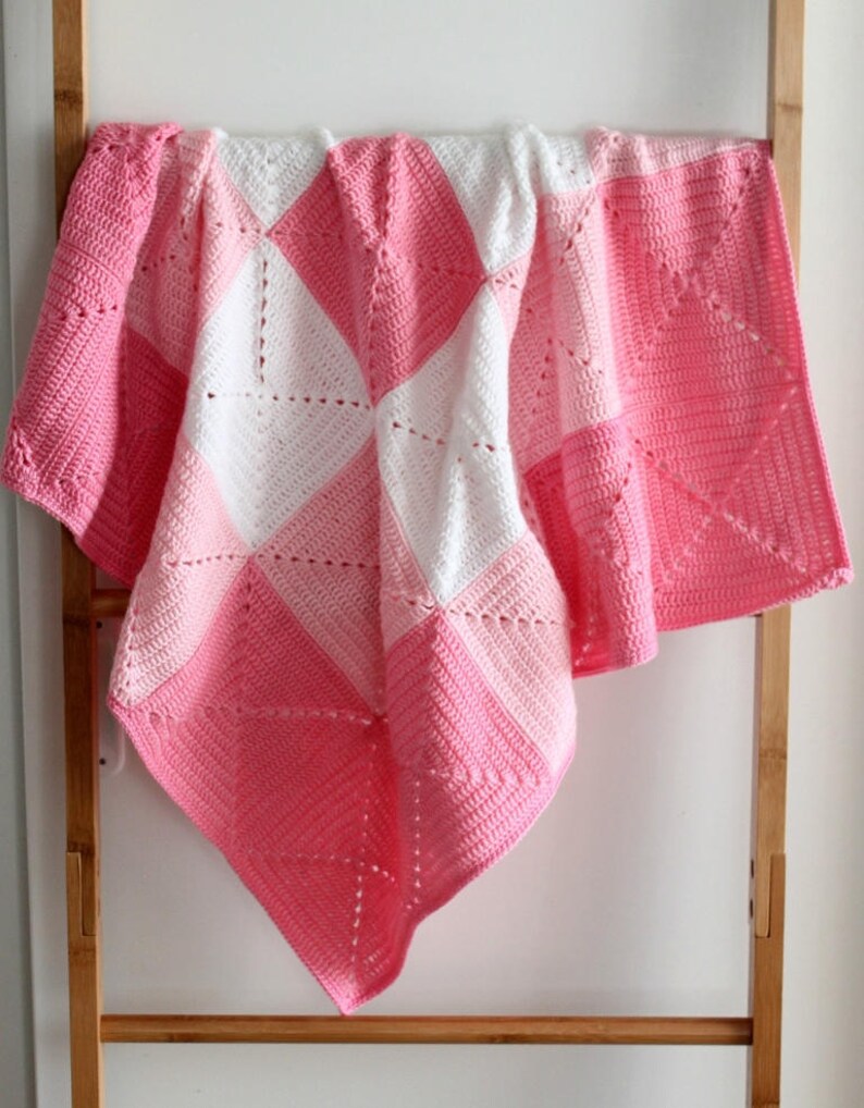 Crochet Pink Checkerboard Baby Blanket Etsy