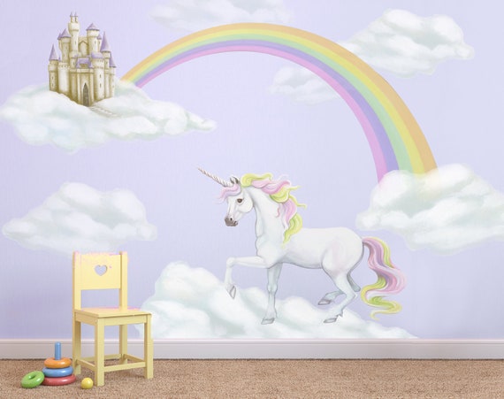Onderzoek het Stam regel Rainbow Unicorn Wall Decals kinderen slaapkamer | Etsy