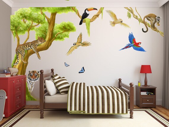 Jungle Cat Wall Full Tree Stickers - Jungle Wall Stickers Jungle Cat Wall Full Tree Stickers - Jungle Wall Stickers