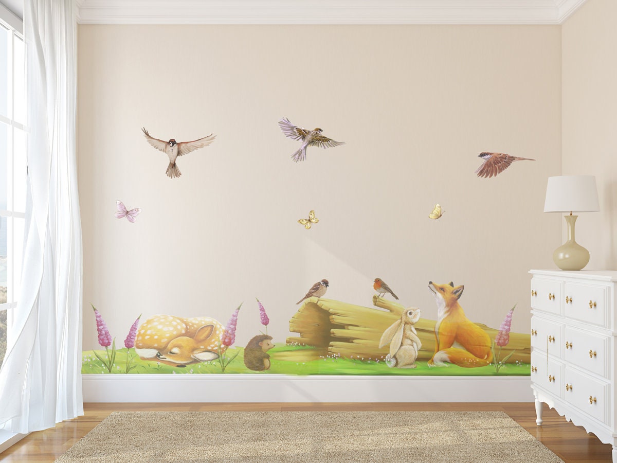 Woodland Animal Decals Fox Decal Fox Wall Decals Woodland Etsy