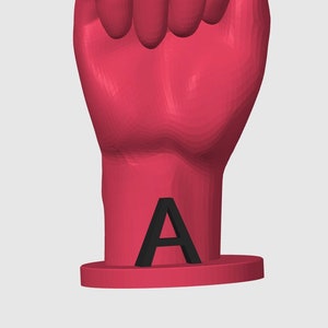 ASL VOWELS - Signo de aprendizaje de idiomas, signo del alfabeto 3D, letra de lenguaje de signos americano, letra de idioma 3D para el nombre, signo impreso en 3D