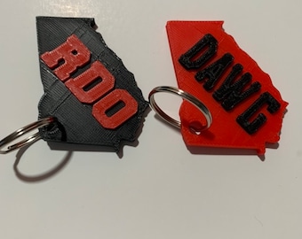 GEORGIA RDO KEYCHAIN -  Dawg Keychain, Georgia Map Keychain, 3D Plastic Keychain, R Hand Sign Keychain, 3D Print Keyring, Georgia Key Ring