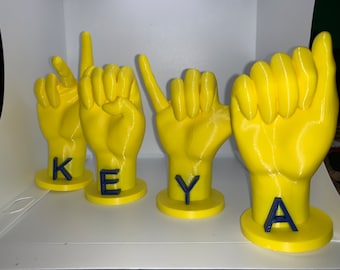 Personalized ASL Sign Language Name: 3D Printed Letter (4.9 inch)