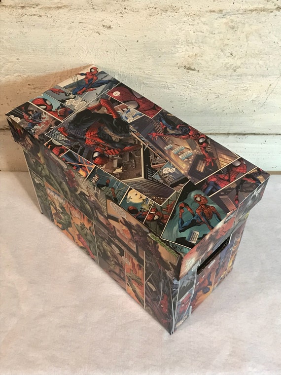 CUSTOM SPIDER-MAN Decoupage Comic Book Storage Box 