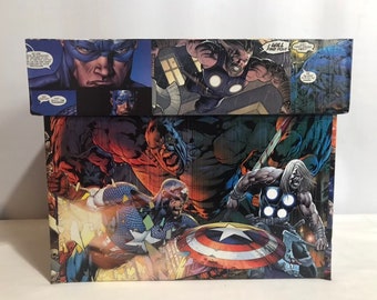 Custom AVENGERS + Spider-Man Decoupage Comic Book Storage Box!!!