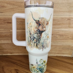 Highland Cow Tumbler, 40oz Cow Tumbler, 40oz Thirst Quencher, Highland Cow Travel Mug