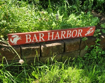 Bar Harbor Maine Sign, Distressed Beach Decor, Lobster Restaurant