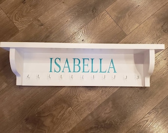 Trophy Shelf and Medal Holder,  Trophy Display, Basketball Shelf, Soccer Shelf, Baseball Display, Custom Name Shelf, Personalized Shelf