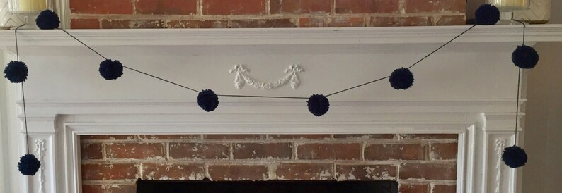 Nursery decor Wedding shower decorations Navy Blue Pom-Pom Garland Baby shower decorations