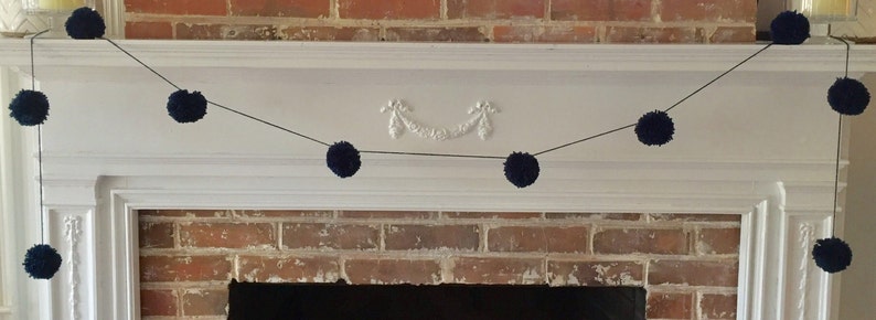 Nursery decor Wedding shower decorations Navy Blue Pom-Pom Garland Baby shower decorations