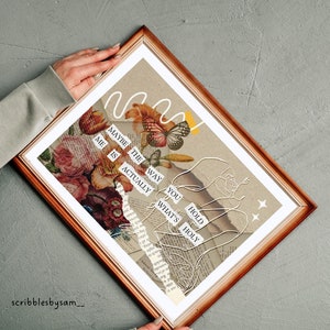 Queer Sapphic Art Print: bloemencollage, LGBTQIA+ Pride (digitale print)