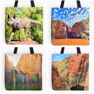 Red Dog Tote Bag, Pilbara Tote, Australian Landscape Tote, Pilbara Market Tote, Python Pool Tote, Pilbara Souvenir Bag, Karratha Tote Bag