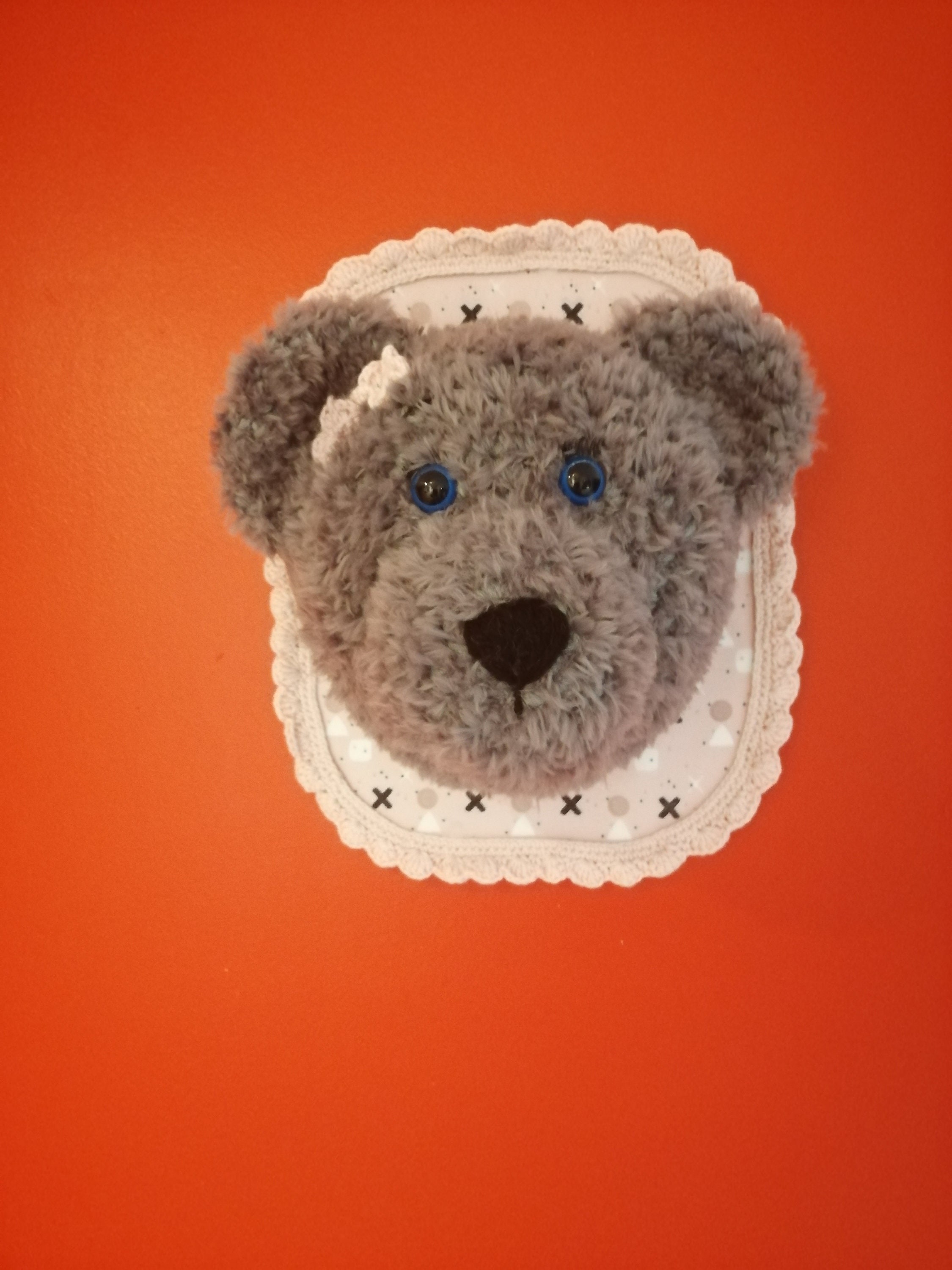 Trophée Oursonne, Décoration Murale Au Crochet