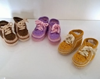 Baby girl and boy crochet slippers