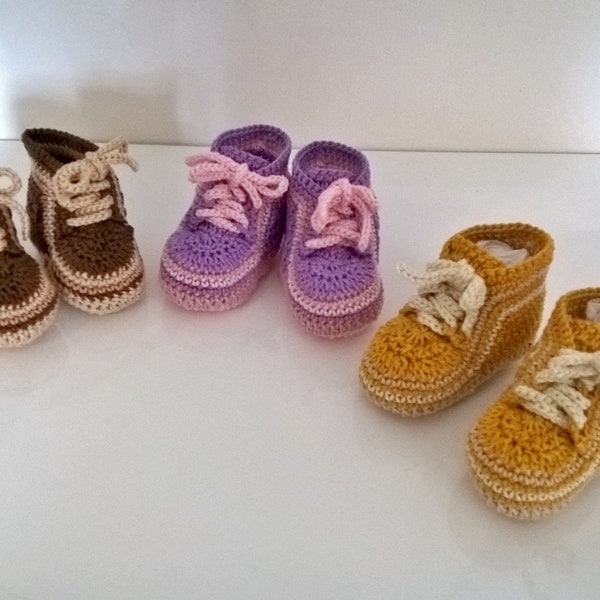 Chaussons bébé fille et garçon au crochet