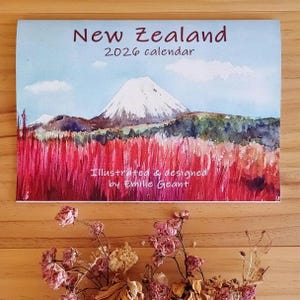 Neuseeland 2026 Wandkalender - A4 Aquarell & Illustrationen von Künstlerin Emilie Geant