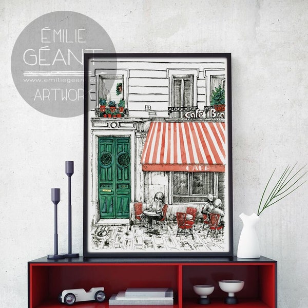 Le Bistrot - hand signed limited edition Giclée print by Emilie Geant