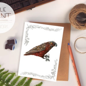 Carte Kaka - Carte de voeux pour oiseaux indigènes de Nouvelle-Zélande