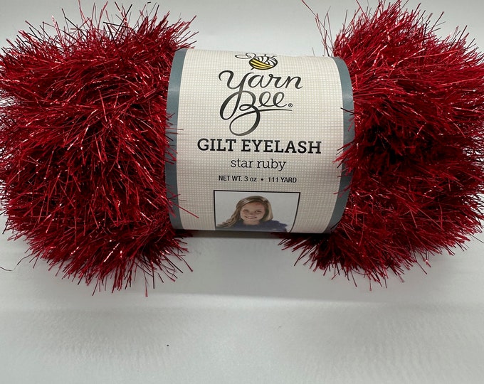 Star Ruby Yarn Bee Gilt Eyelash Yarn in Red Color. Red Eyelash Yarn Etsy