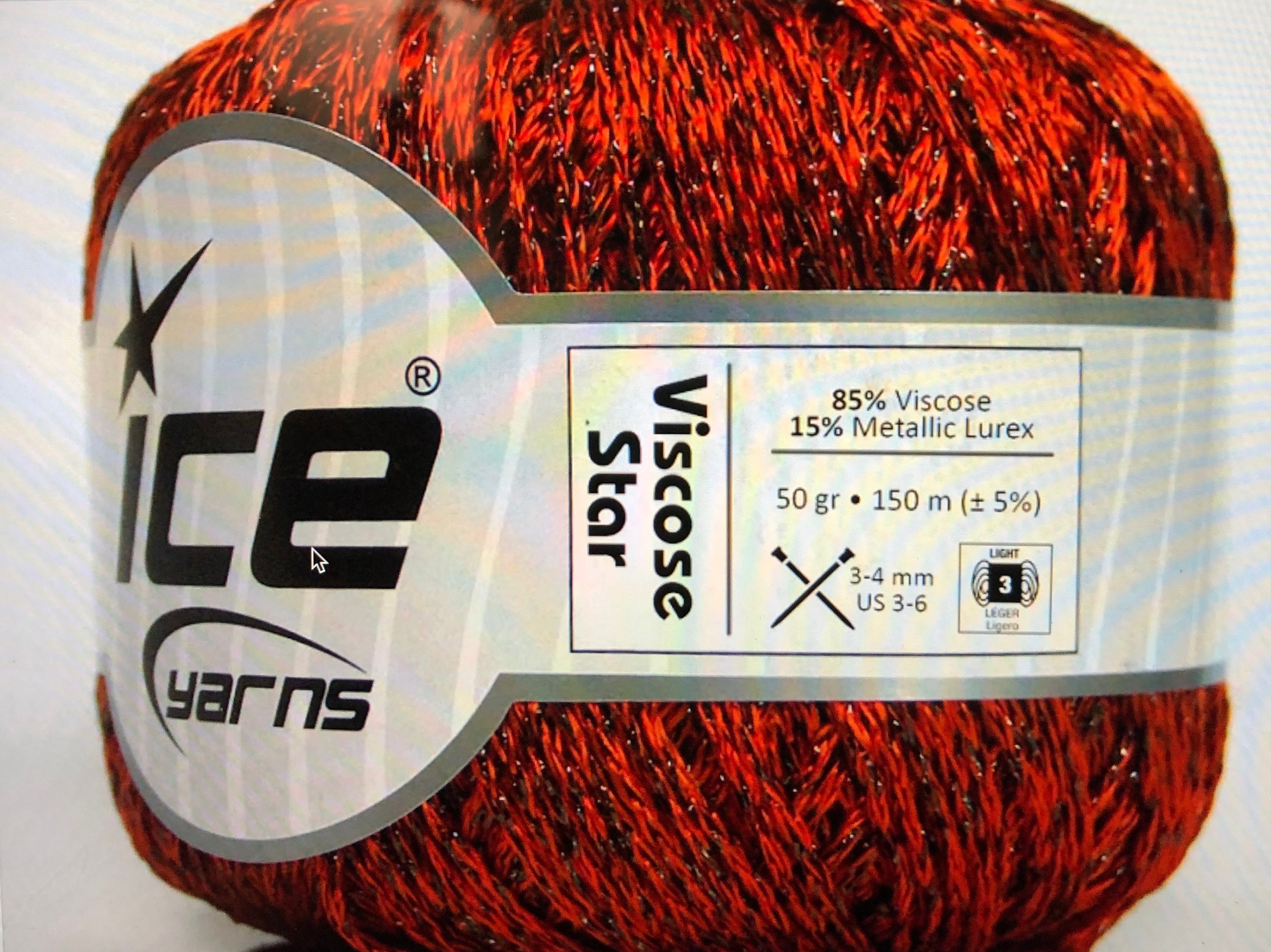 Ice Yarn Viscose star in Orange Black Mix. Lurex Viscose Mix Yarn - 57042