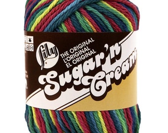 Sugar and Cream Cotton Yarn in Psychedelic color, Variegated color cotton yarn, Multicolor  Cotton yarn