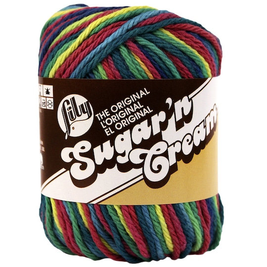 Sugar and Cream Cotton Yarn in Psychedelic color, Variegated color cotton  yarn, Multicolor Cotton yarn