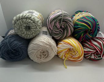 Discontinued colors, Sugar and Cream Cotton Yarn, 8 colors to choose from.