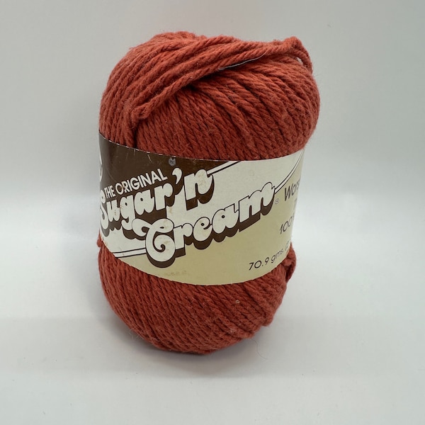 Discontinued color! Sugar and Cream Cotton Yarn in Rust color,  dark red cotton yarn